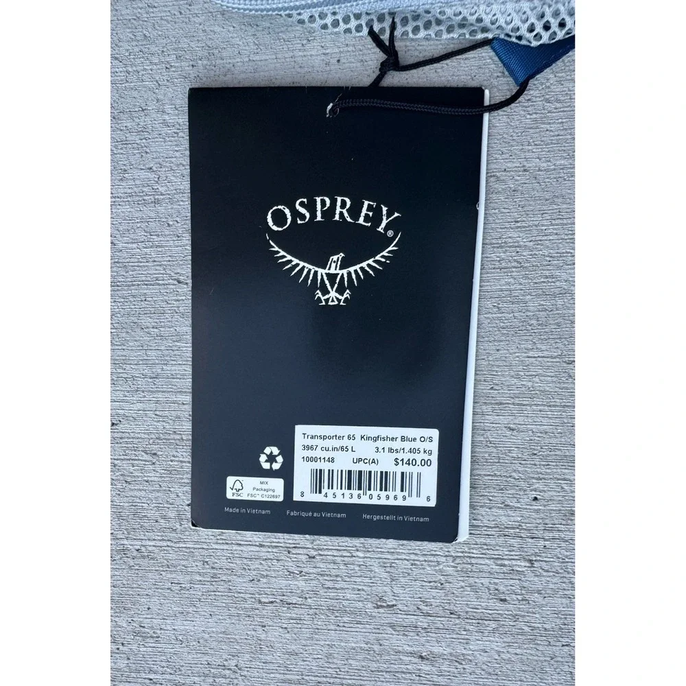 Osprey Transporter 65L Duffle Bag Mesh Insert Blue Travel Utility Small